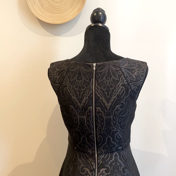 Forever New Black Fit & Flare Dress Damask detail - Picture 3 of 6